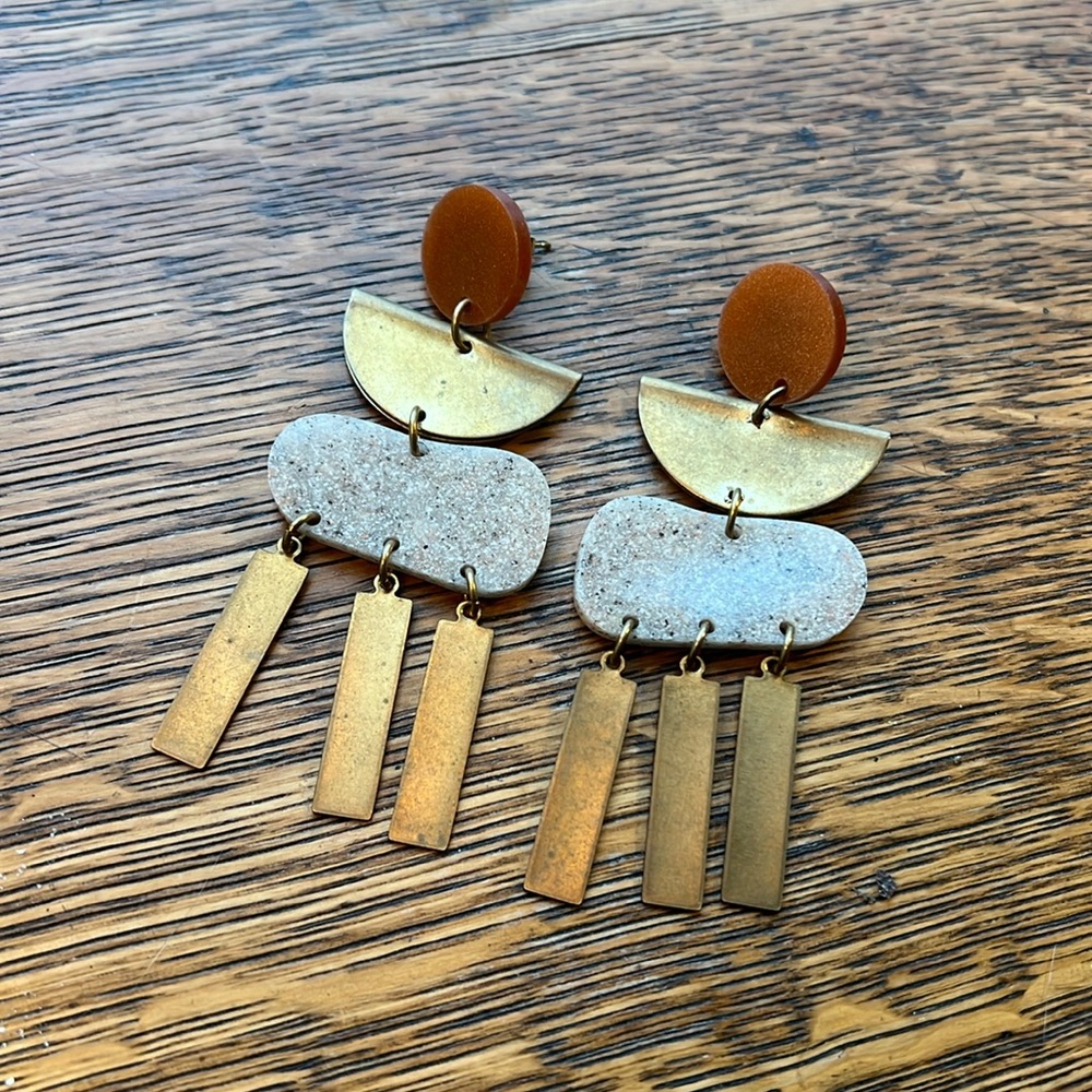 Funky faux stone statement earrings
